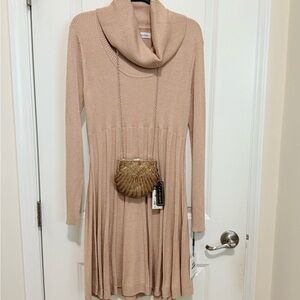 Calvin Klein Beige Knit Sweater with Matching Purse